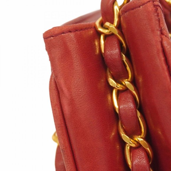 Chanel Matelasse Chain Shoulder Bag, Lambskin, Red, Women's - Picture 13 of 16